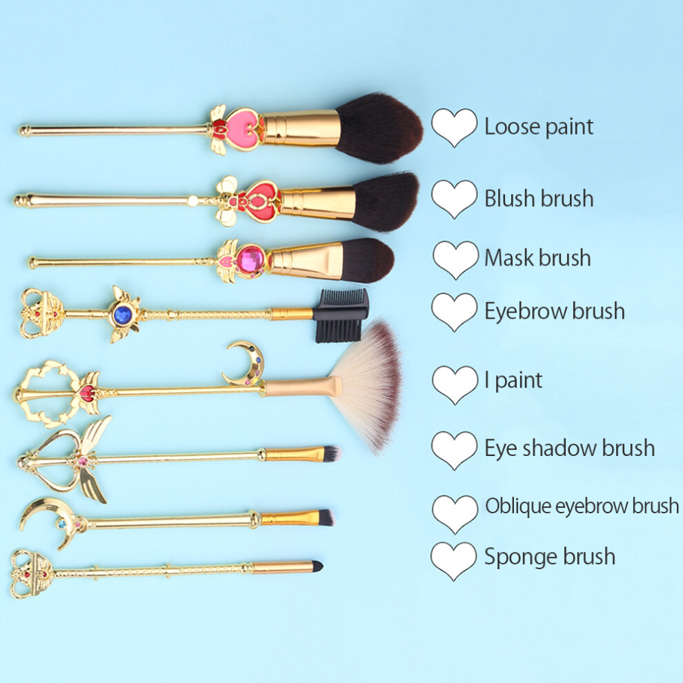 Gold Sailor Moon Makeup Brushes Metal 8Pc Set