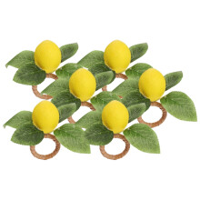 Ronds de serviette citron, lot de 6