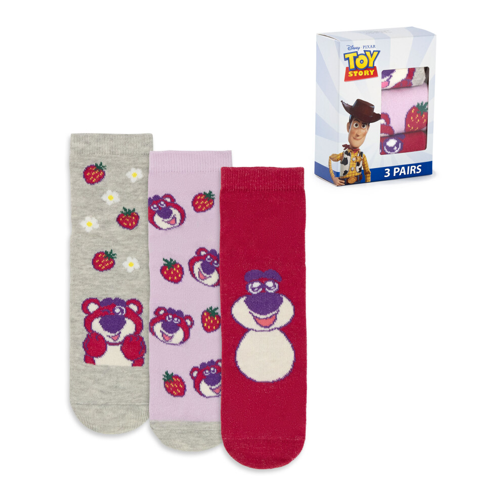 Disney Toy Story Calf Socks Set Of 3 (Girls Pink)