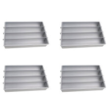 4er-Pack Battenberg-Kuchenform, eloxiertes Aluminium, Silber