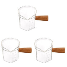 Kaffeemessbecher aus Glas mit Holzgriff, 120 ml