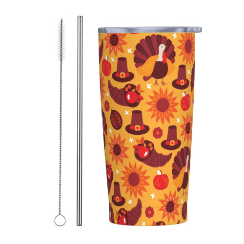 Rustfritt stålglass med gresskarmønster, 20oz