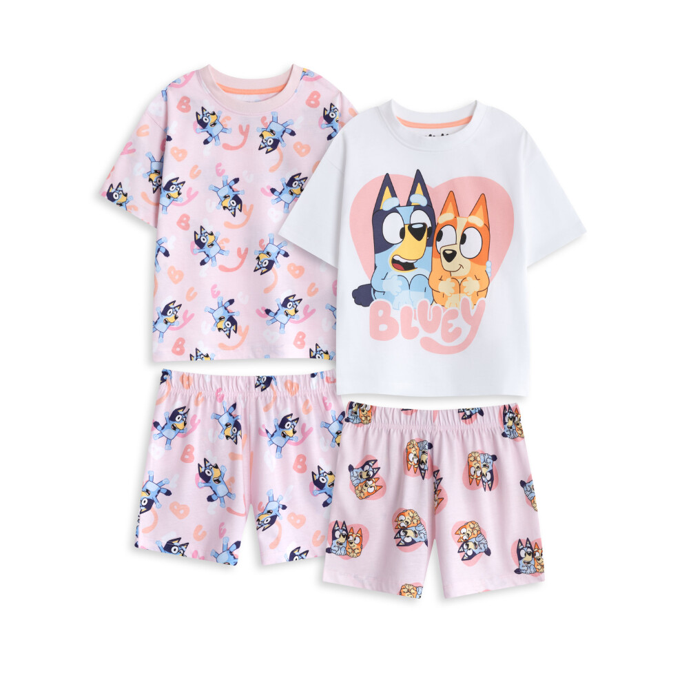Bluey (4-5 Years) Multi-Pack Of 2 Short Sleeve Short Leg Pyjama Set (Girls Multicoloured) Pink