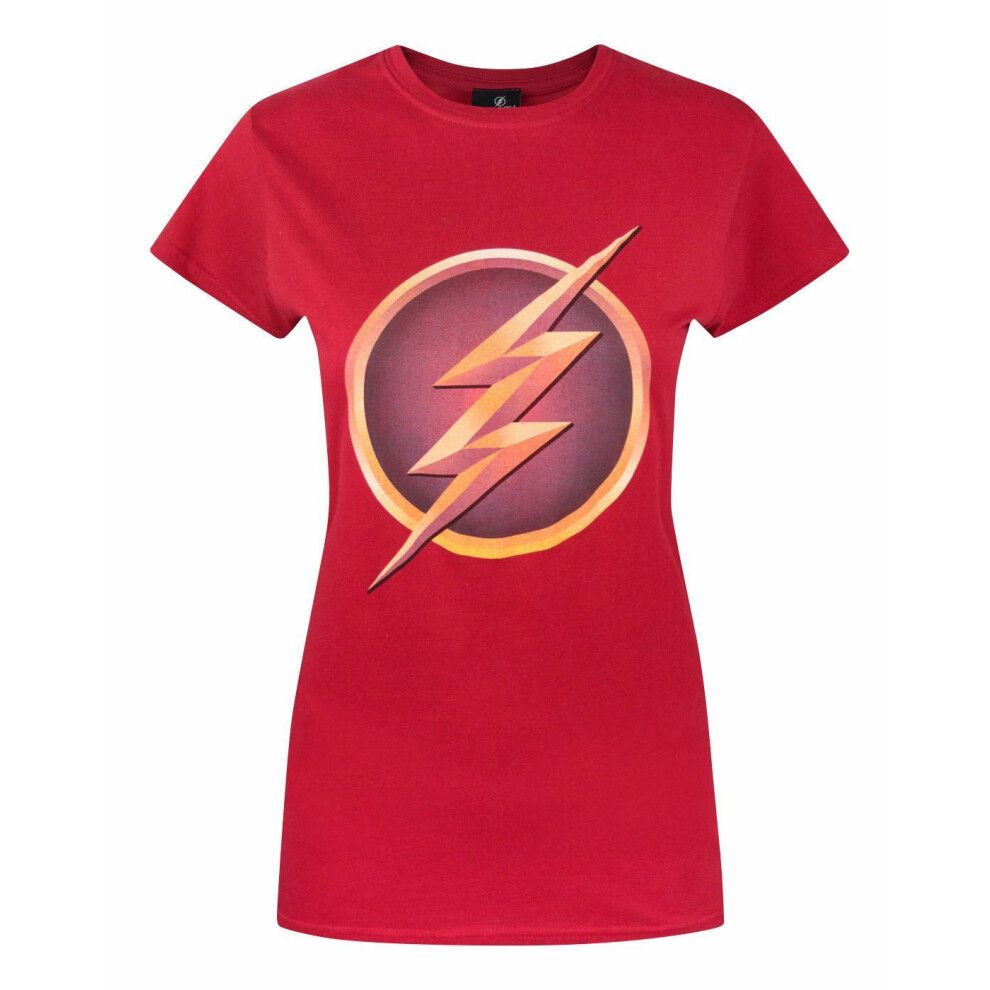 Dc Comics (Large) The Flash Short Sleeved T-Shirt (Womens ) Red
