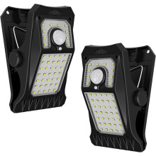 Confezione da 2 faretti solari con sensore di movimento, 600 lumen, IP65, 3 modalità