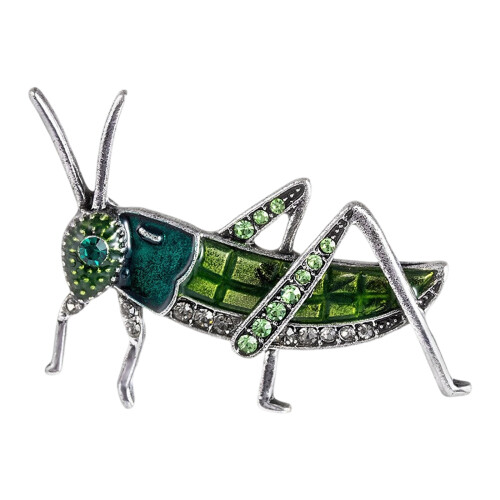 Elegante Vintage-Grasshopper-Brosche mit funkelnden