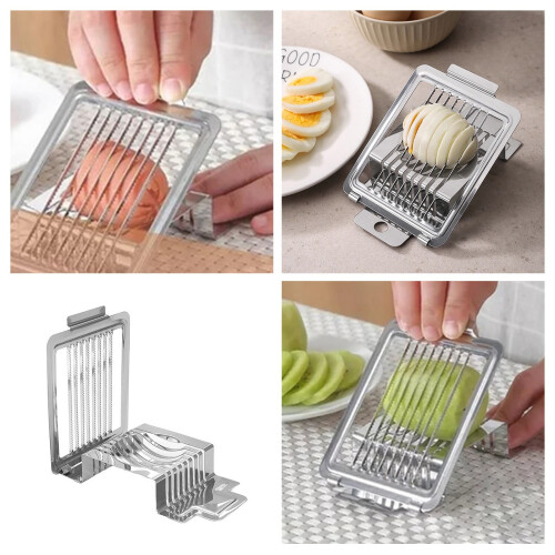 Eggskjærer i rustfritt stål for hardkokte egg, sett med 3 deler 1