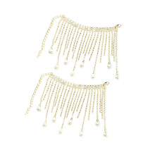 Rhinestones Decoration Jewels Tassels Wine Bottle-Golden White