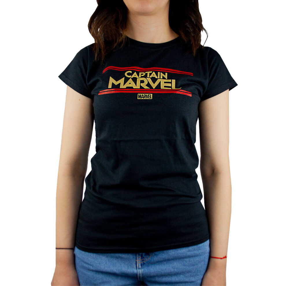 Marvel (Large) Short Sleeved T-Shirt (Womens Black)