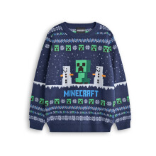 (11-12 Years) Minecraft Christmas Jumper (Boys Blue)