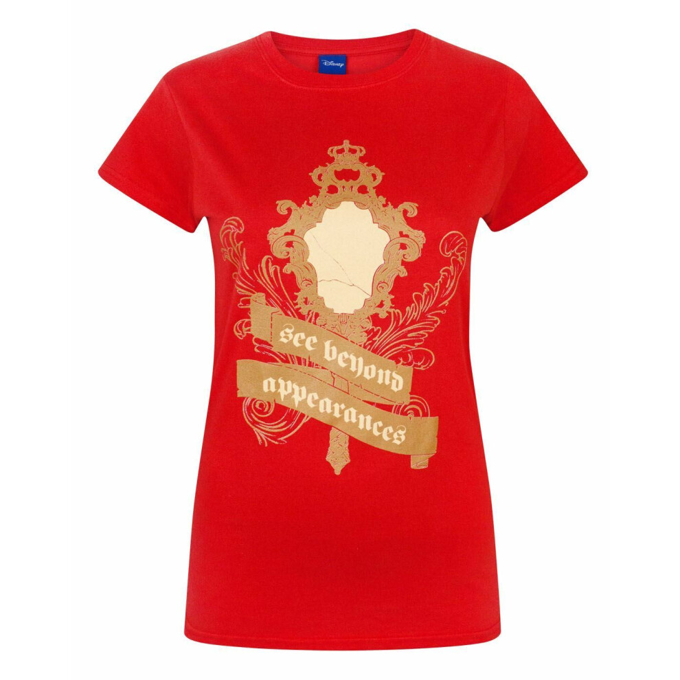 Disney (Large) Beauty And The Beast Short Sleeved T-Shirt (Womens Red)