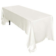 Elfenbensfarvet satin rektangulær dug 152 x 303 cm