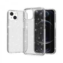 Compatible con iPhone 13. Funda con purpurina transparente.