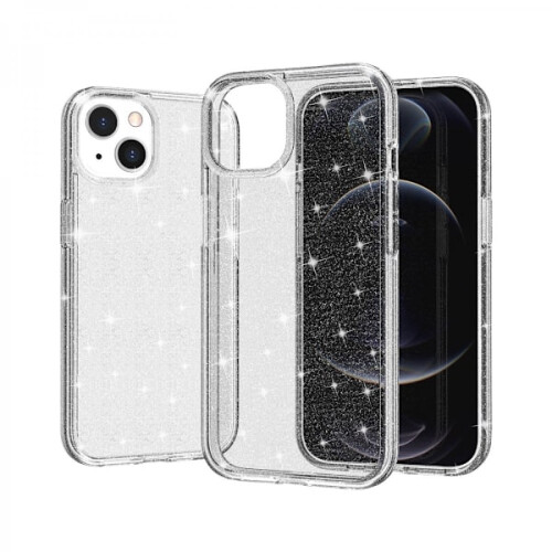 Compatible con iPhone 13. Funda con purpurina transparente.