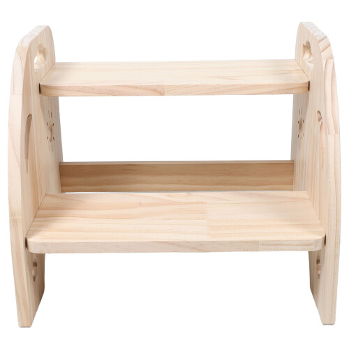 Beige Kindertritt Holz 2-Stufig Sicherer Treppenhocker Bad