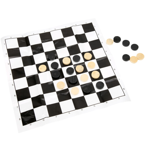 Wooden Board Draughts 24 Pieces 1