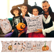 Jacenvly Décoration pour nouvelle maison Housses de coussin Halloween Tête de mort Squelette Taies d'oreiller décoratives en lin Décoration