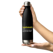 Bouteille d'eau humoristique en acier inoxydable pour collectionneurs de pièces