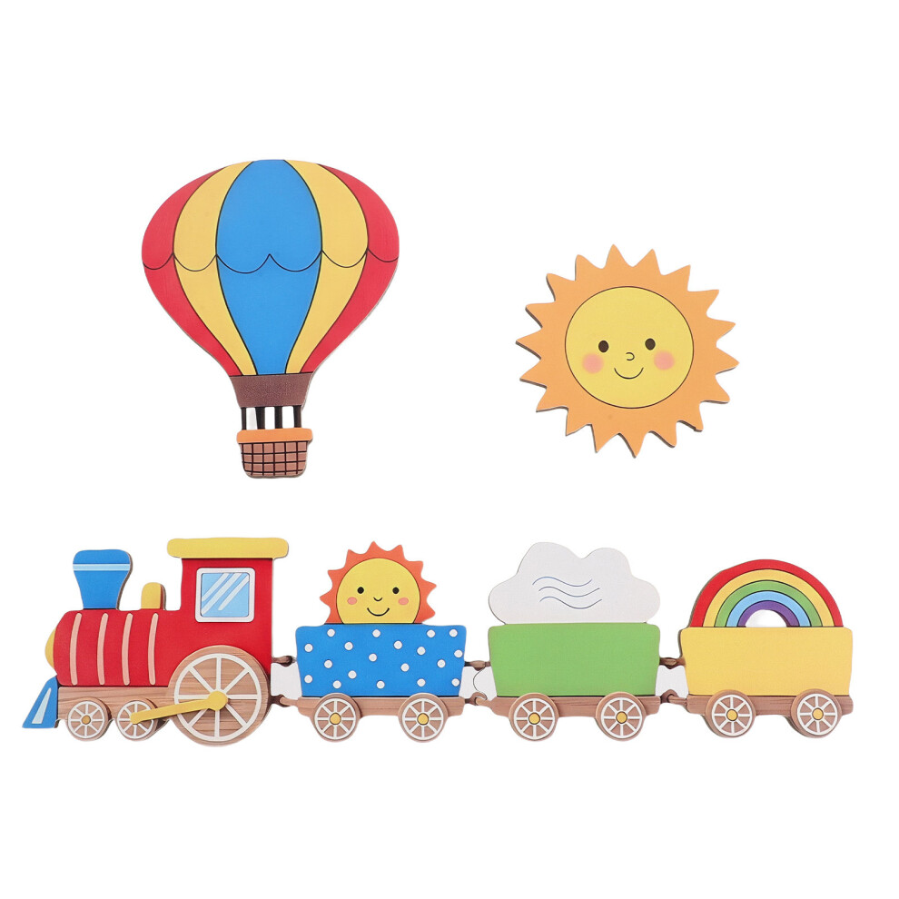 Multi Wooden 3D Hot Air Balloon Wall Stickers Removable Nursery Decor Villcase