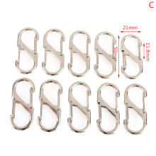 Stainless Steel S-Type Carabiner with Lock 10 pcs 51mm
