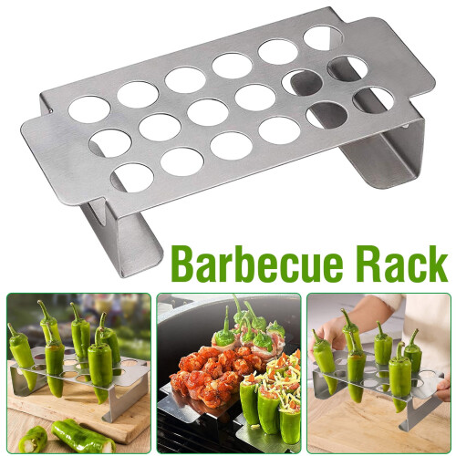 Jalapeño-grillholder i rustfritt stål, 18 hull