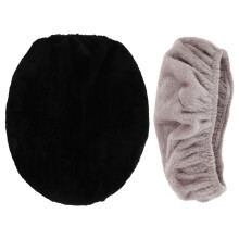 2Pcs Polyester Toilet Lid Covers Soft Washable Universal Fit Bathroom