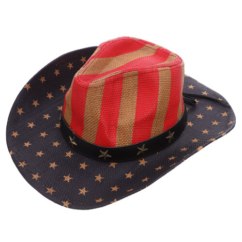 3Pcs Breathable Straw Hats Multi-Functional American Flag Sun Hats