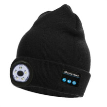 Uniszex kötött Bluetooth sapka LED lámpával, fekete