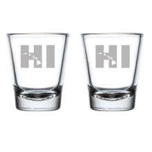 Shotglaasjes set met thema Hawaïaanse eilanden, 2 stuks, 50 ml