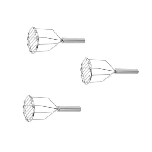 3Pcs Silver Potato Mashers Steel Multi-Use Manual Masher for Kitchen