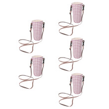 5Pcs Purple Cotton Linen Water Bottle Holders Durable Insulated Bags