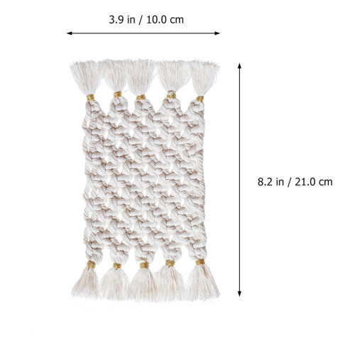Sottobicchiere in cotone intrecciato con nappe – Beige 1