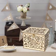 Boîte à cartes de mariage en bois avec serrure (1 pièce)