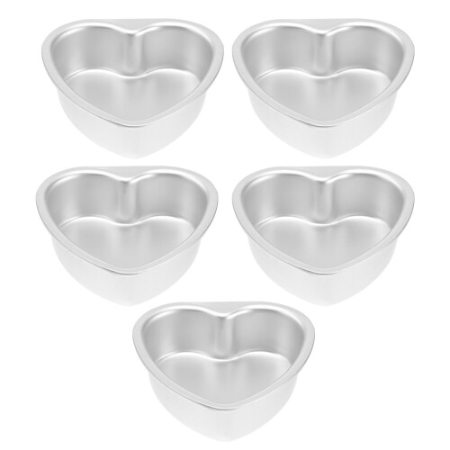 Moldes de aluminio para mini pasteles con forma de corazón, 5 piezas