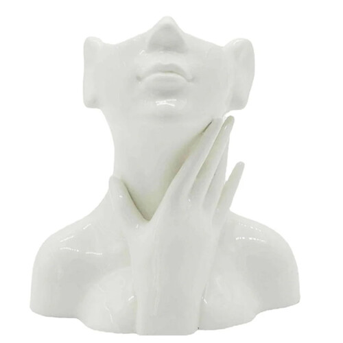 Nordische Keramikvase mit Halbgesichtsdesign