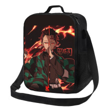 Borsa termica per il pranzo di Tanjiro Kamado, cacciatore di demoni, portatile e riutilizzabile con cerniera, adatta sia per uomini che per donne,