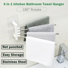 Tessuto Xubond, appendiabiti girevole per cucina 1 in 4 fori Asciugamano multifunzione Prodotti per il bagno Asciugamano, bianco, Asciugamani da bagno