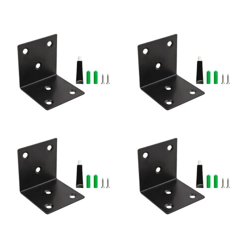 Support d'angle en L en acier inoxydable, support fixe-Noir 50mm