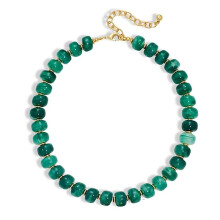 Unique Handcrafted Geometric Beaded Necklace Adjustable-Green