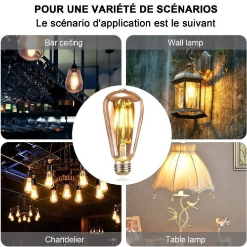 Λαμπτήρας LED E27 Vintage 4W Θερμό Κίτρινο Σετ 6 Τεμαχίων για Εσωτερική Διακόσμηση 2