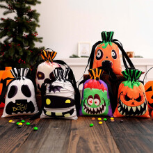 Halloweenske cukríkové vrecko tekvica duch tvár 10 ks