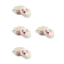 4Pcs Enamel Cooking Pot Multi Use Stockpot with Lid for Home Kitchen