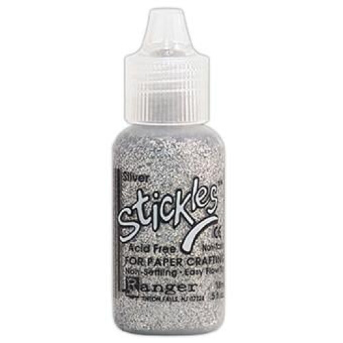 Cola com glitter Ranger Stickles 0,5 oz Prata - Pacote com 6 unidades