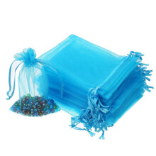 150 Pieces 4 By 6 Inch Organza Gift Bags Drawstring Jewelry Pouches Wedding Party Favor Bags (Aqua )