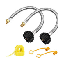 1/4 NPT RV Propane Hose, 15 Inch Stainless Steel Braided Propane Tank Pigtail Connector for Two-Stage Regulator 2 Pack