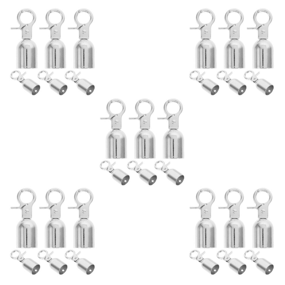 30Pcs Silver Metal Rope End Caps With Hooks For Outdoor Barrier Rails 381683876084