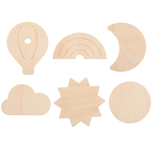 6Pièces Décorations Bois Beige - Formes Nuages Chambre Bébé