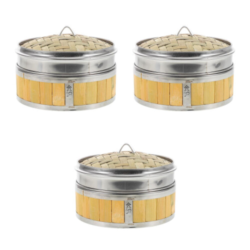 3Pièces Panier En Bambou Beige Pour Cuisine