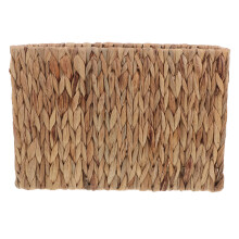 Khaki Wicker Basket Trash Can with Boho Design for Room Storage