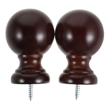 2Pcs Coffee Wood Finials Screw-on Curtain Rod Decorative End Caps